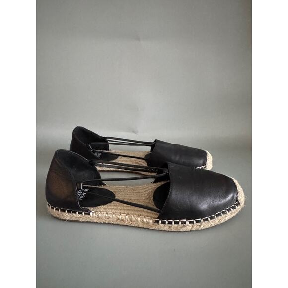 Eileen Fisher Shoes - Eileen Fisher Black Leather d'Orsay Espadrille Flat Slip On Shoes - Size 8.5